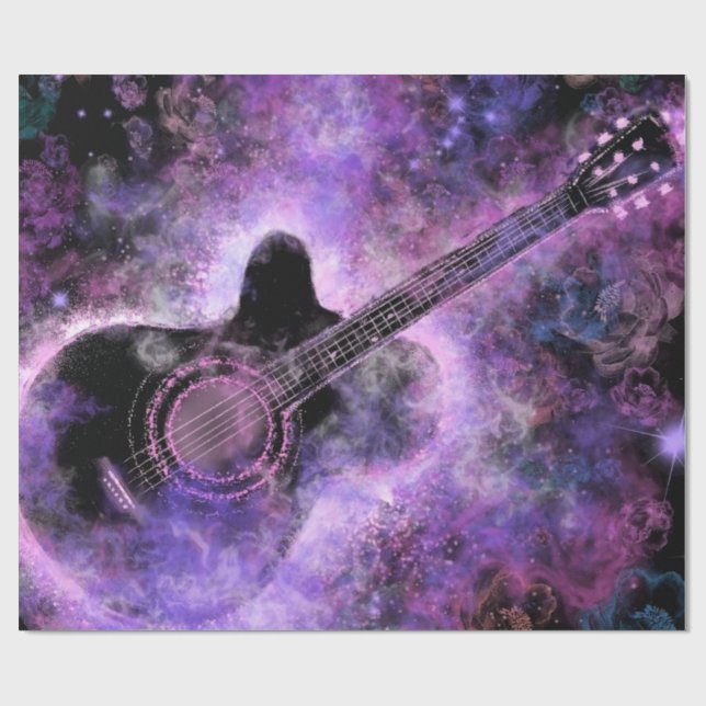 Papier Cadeau Papier à enveloppement de guitare romantique Musiq (Plat)