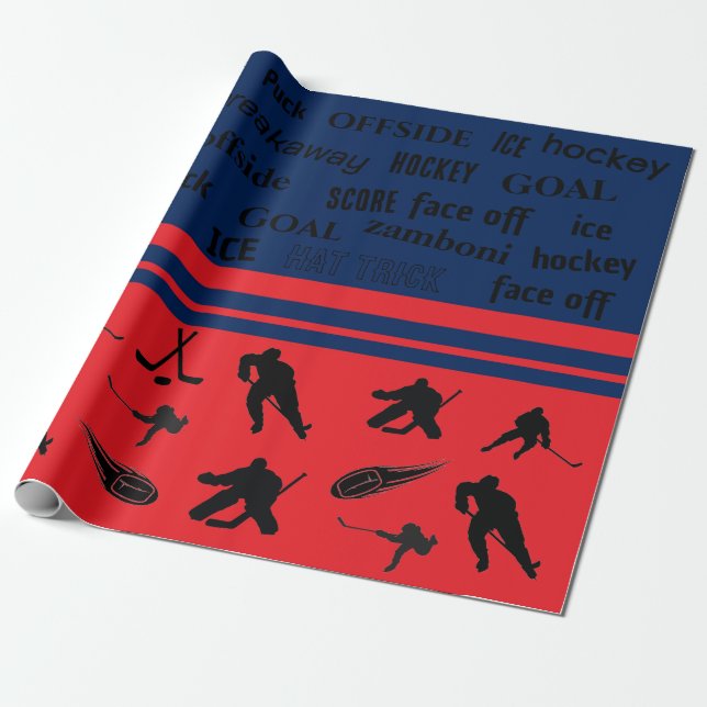 Papier Cadeau Papier à enveloppement de hockey (Déroulé)