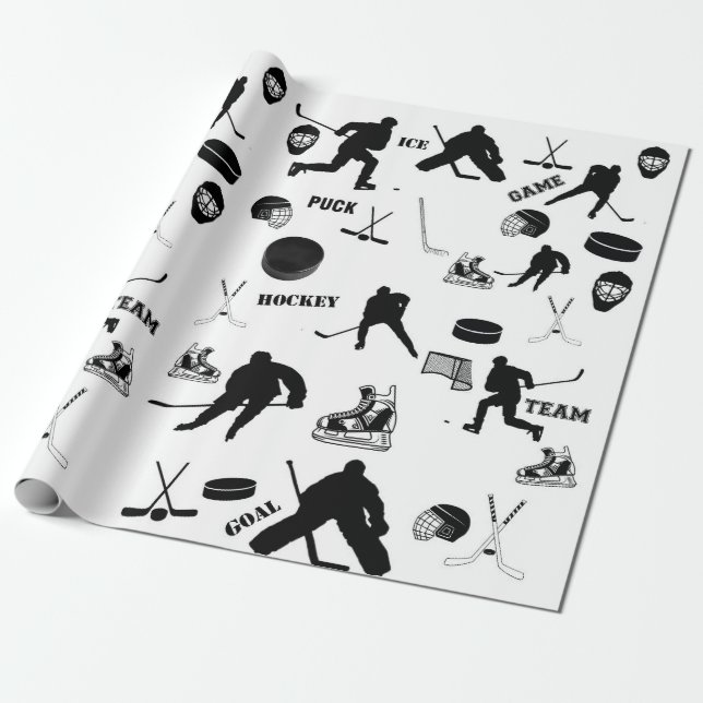 Papier Cadeau Papier à enveloppement de hockey (Déroulé)