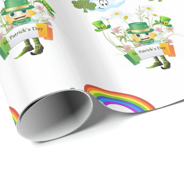 Papier Cadeau Papier à enveloppement de la Saint-Patrick Arc-en- (Coin rond)