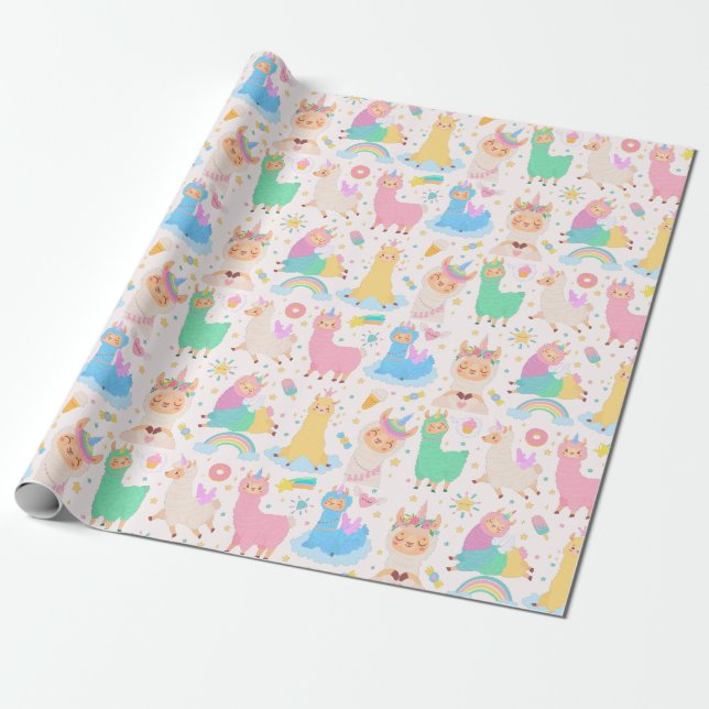 Papier Cadeau Papier à enveloppement de lamas (Déroulé)