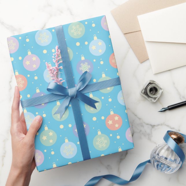 Papier Cadeau Papier à enveloppement de Noël avec boules de Noël (Cadeaux)