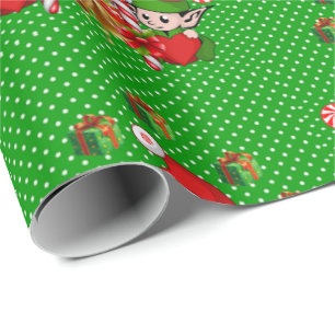 Papier Cadeau Papier à enveloppement de Noël Elf Snowman