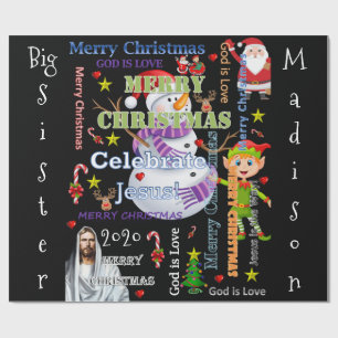 Papier Cadeau Papier à enveloppement de Noël grande soeur Jésus 