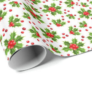 Papier Cadeau Papier à enveloppement de Noël Holly