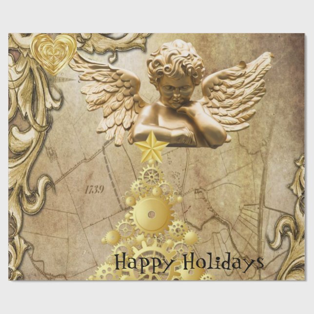 Papier Cadeau Papier à enveloppement de Noël Joyeux jours fériés (Plat)