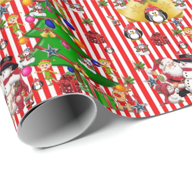 Papier Cadeau Papier à enveloppement de Noël Pingouin Snowman (Coin rond)