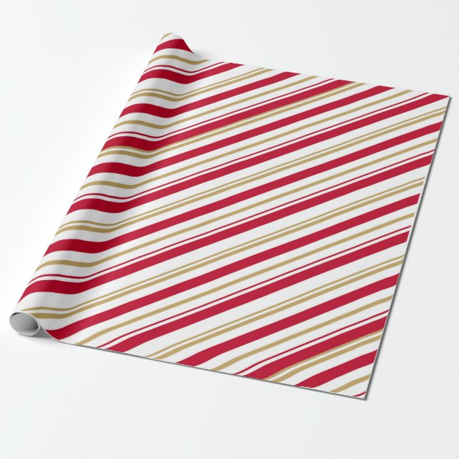 Papier Cadeau Papier à enveloppement de Noël - Rouge, Blanc, Or (Déroulé)