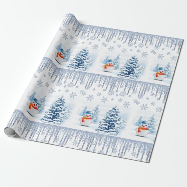 Papier Cadeau Papier à enveloppement de Noël Snowman (Déroulé)