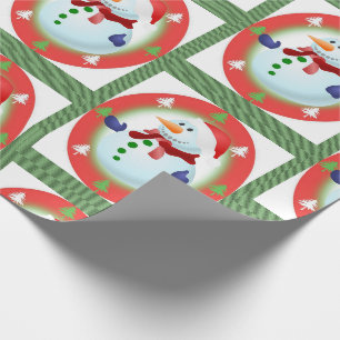 Papier Cadeau Papier à enveloppement de Noël Snowman Green