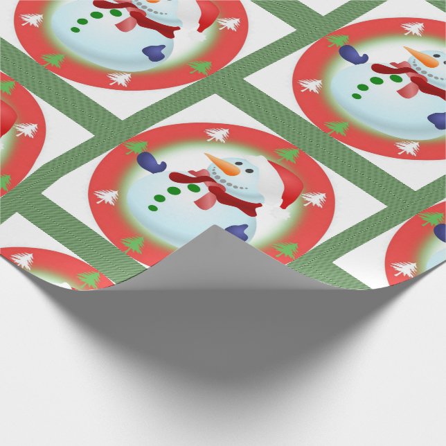 Papier Cadeau Papier à enveloppement de Noël Snowman Green (Coin)