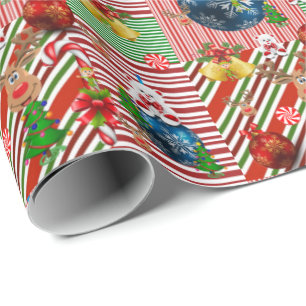 Papier Cadeau Papier à enveloppement de Noël Teddy Bear Stripe