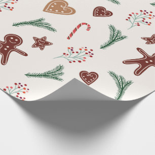 Papier Cadeau Papier à enveloppement de pain d'épices de Noël