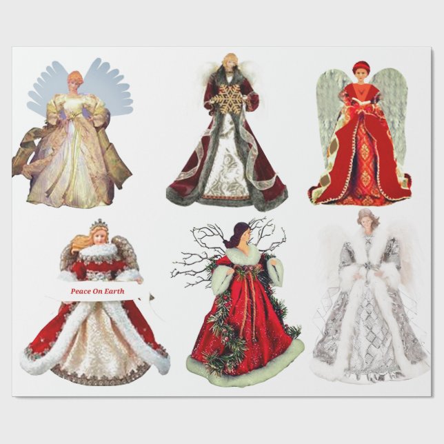 Papier Cadeau Papier à enveloppement des anges de Noël (Plat)