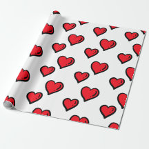 Papier à enveloppement des Coeurs rouges