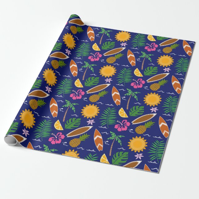 Papier Cadeau Papier à enveloppement d'été tropical (Déroulé)