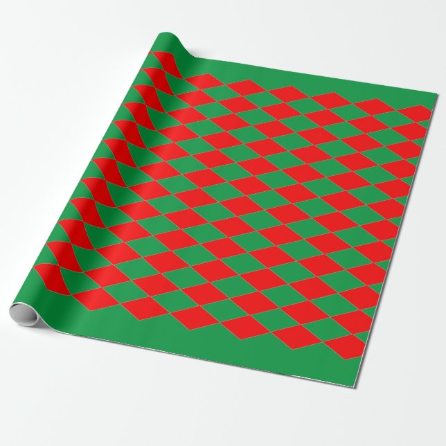 Papier Cadeau Papier à enveloppement DIAMANT ROUGE ET VERT NOËL (Déroulé)