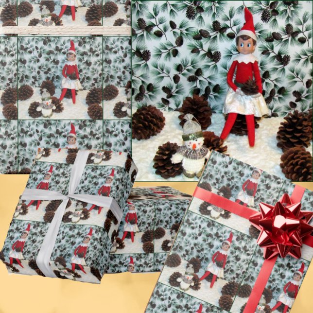 Papier Cadeau Papier à enveloppement Elf et Snowman (Créateur téléchargé)