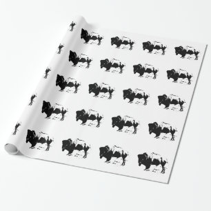 Papier Cadeau Papier à enveloppement en silhouette de bison noir