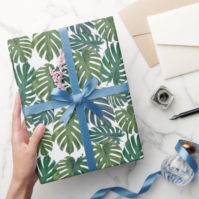 Papier Cadeau Papier à enveloppement Feuille Tropical Monstera P (Cadeaux)