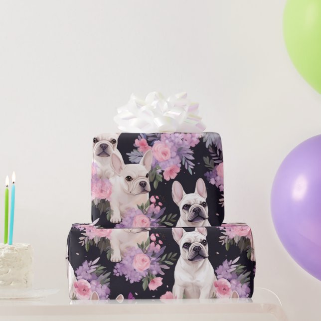 Papier Cadeau Papier à enveloppement floral de Bulldog français  (Cadeaux de fête)