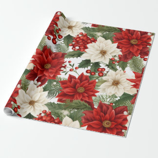 Papier Cadeau Papier à enveloppement floral de Noël 30Inx30Ft