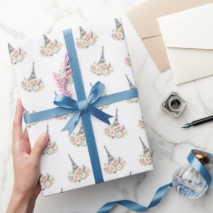 Papier Cadeau Papier à enveloppement floral de Paris - Blanc