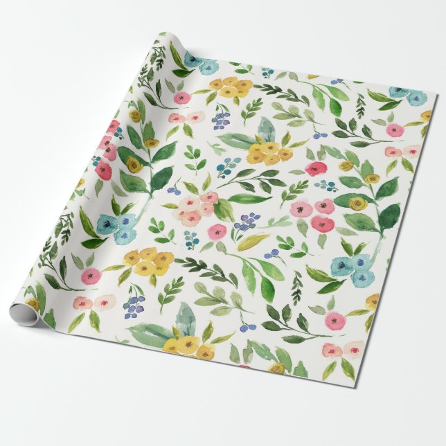 Papier Cadeau Papier à enveloppement floral de printemps (Déroulé)