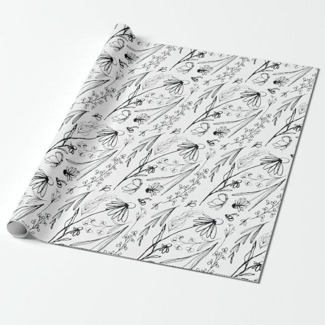 Papier Cadeau Papier à enveloppement floral LV (Déroulé)