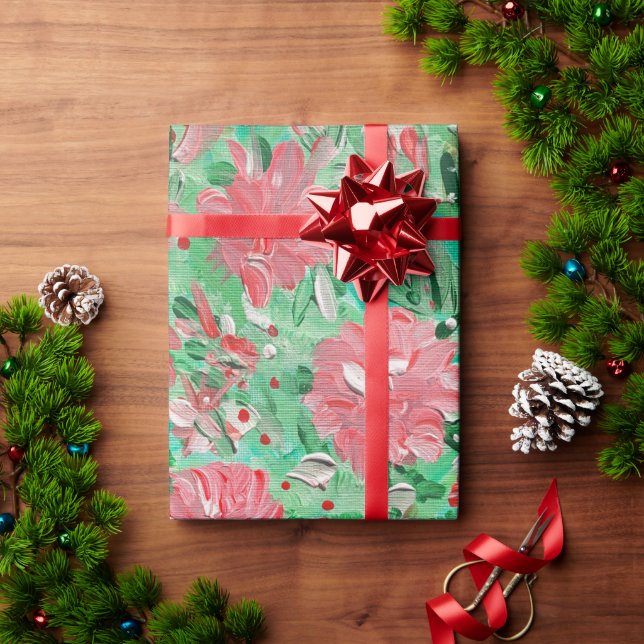 Papier Cadeau Papier à enveloppement floral Poinsettia (Cadeau de vacances)