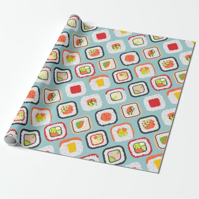 Papier Cadeau Papier à enveloppement Kawaii Sushi (Déroulé)