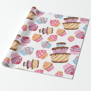Papier Cadeau Papier à enveloppement Motif de gâteaux mignons