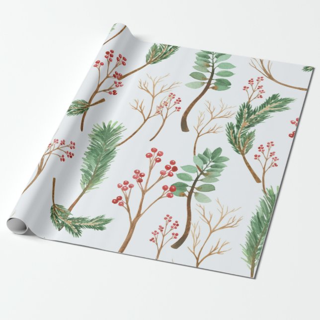 Papier Cadeau Papier à enveloppement Motif d'épicéa de Noël (Déroulé)