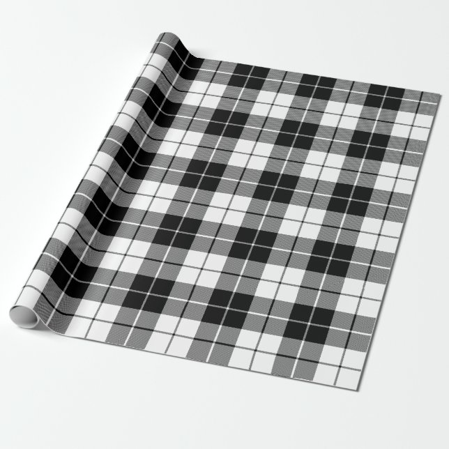 Papier Cadeau Papier à enveloppement noir et blanc grand Motif p (Déroulé)