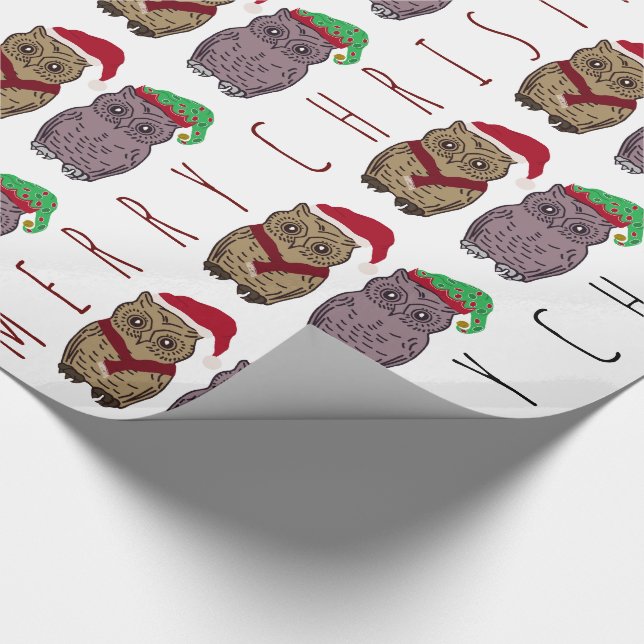 Papier Cadeau Papier à enveloppement père Noël Owl et Elf Owl (Coin)