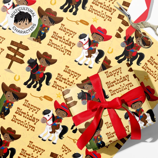 Papier Cadeau Papier à enveloppement personnalisé Black Cowboy (Créateur téléchargé)