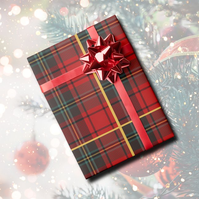 Papier Cadeau Papier à enveloppement Plaid Traditionnel (Traditional Holiday Plaid Wrapping Paper
)