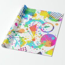 Papier à enveloppement pour cadeaux Retro Neon Mot