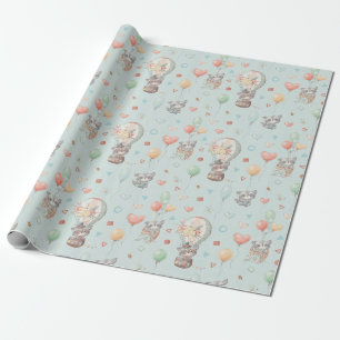 Papier Cadeau Papier à enveloppement racoon adorable