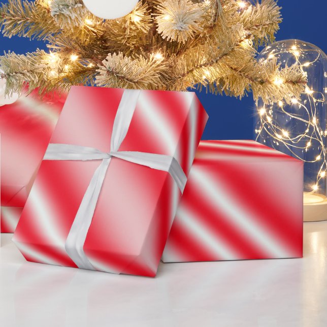 Papier Cadeau Papier à enveloppement rayé à canne à bonbons roug (Vacances)
