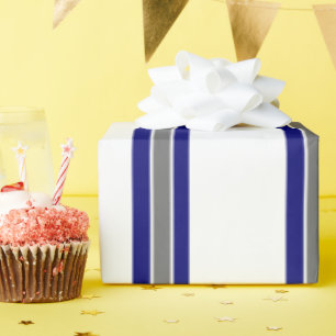 Papier Cadeau Papier à enveloppement rayé bleu et gris Ultramari