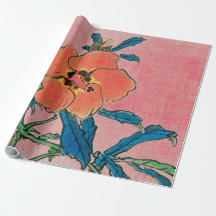 Papier à enveloppement rouge FLEURS
