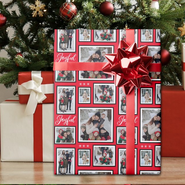 Papier Cadeau Papier à enveloppement rouge photo de Noël (Créateur téléchargé)