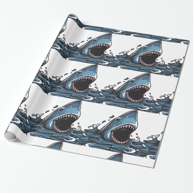 Papier Cadeau Papier à enveloppement SHARK CHRISTMAS (Déroulé)