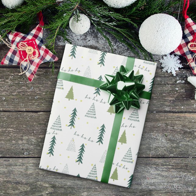 Papier Cadeau Papier à enveloppement vert de l'arbre de Noël (Créateur téléchargé)