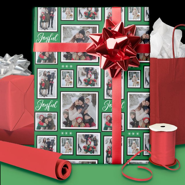 Papier Cadeau Papier à enveloppement vert photo de Noël (Créateur téléchargé)