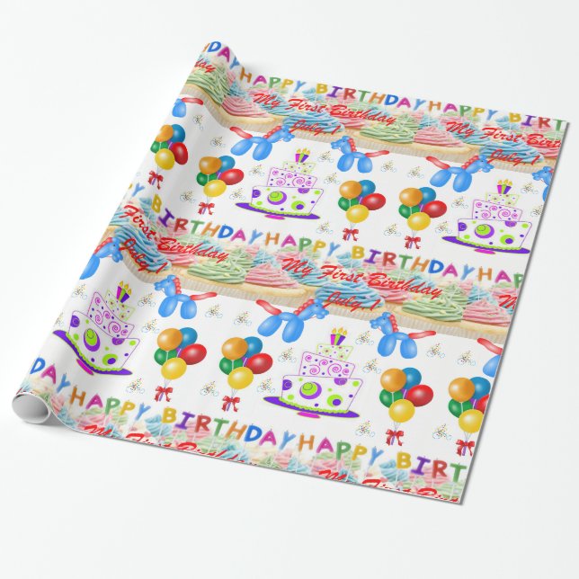 Papier Cadeau Papier à envelopper Anniversaire Juillet, 1er Mon  (Déroulé)