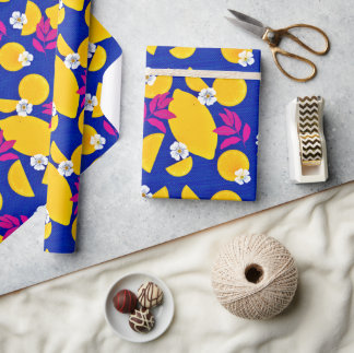 Papier Cadeau Papier à envelopper avec des citrons Zesty et des 