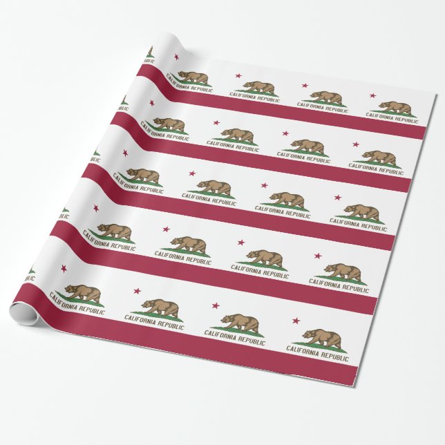 Papier Cadeau Papier à envelopper avec Drapeau de Californie (Déroulé)