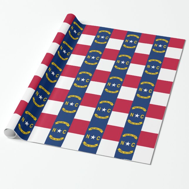 Papier Cadeau Papier à envelopper avec Drapeau de Caroline du No (Déroulé)